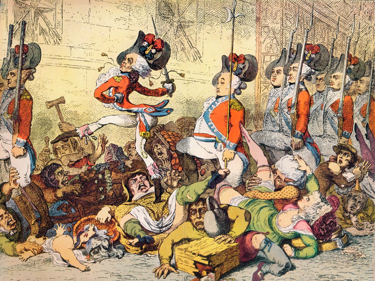 Una marcha al banco, 1787 de James Gillray