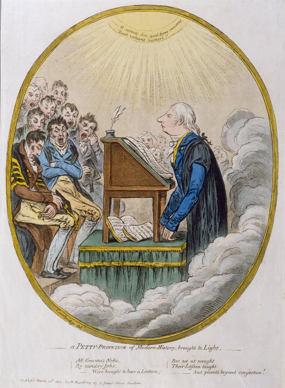 Un profesor insignificante de historia moderna sacado a la luz, publicado por Hannah Humphrey en 1810 de James Gillray