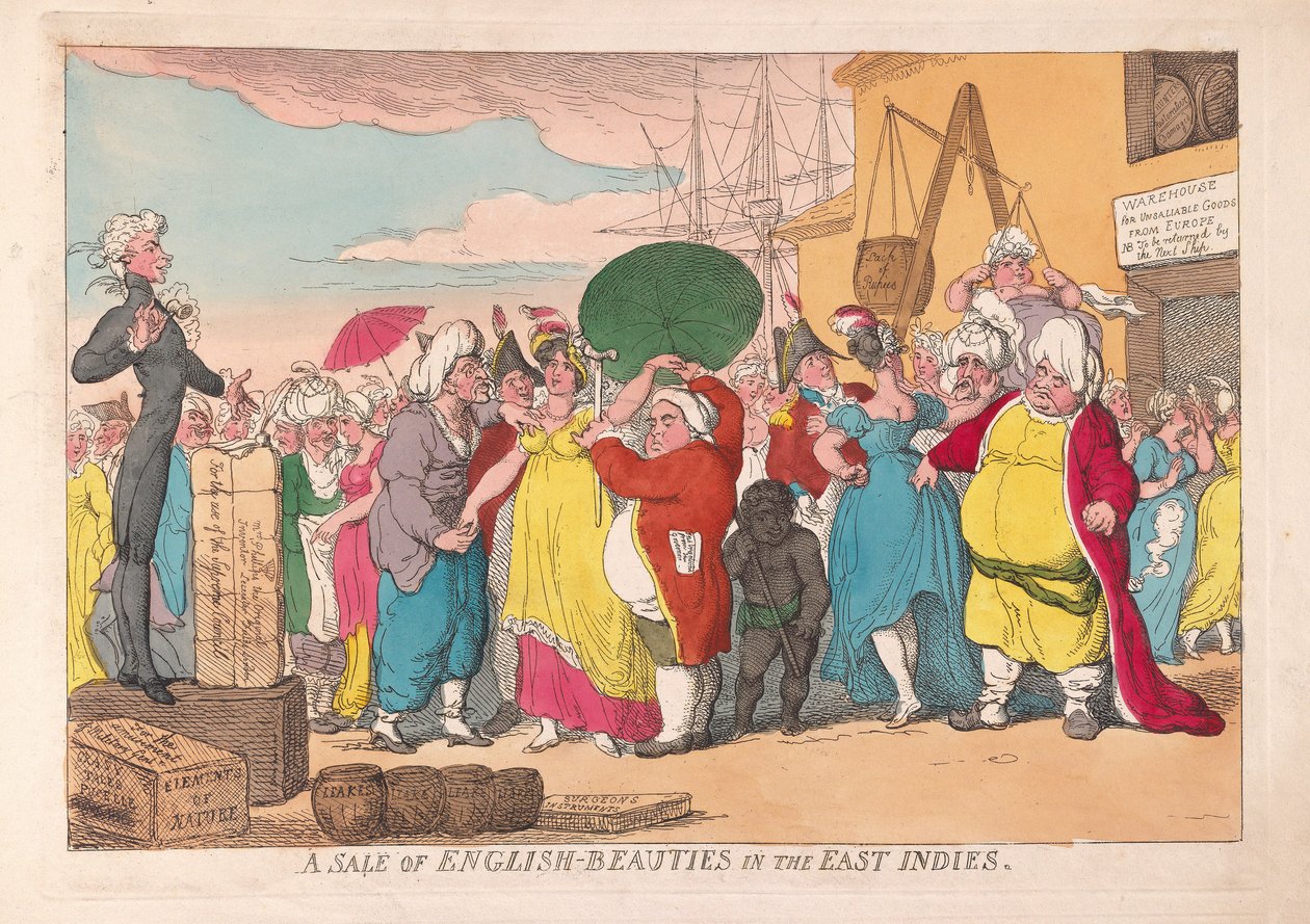Una venta de bellezas inglesas en las Indias Orientales, pub. 1786 de James Gillray