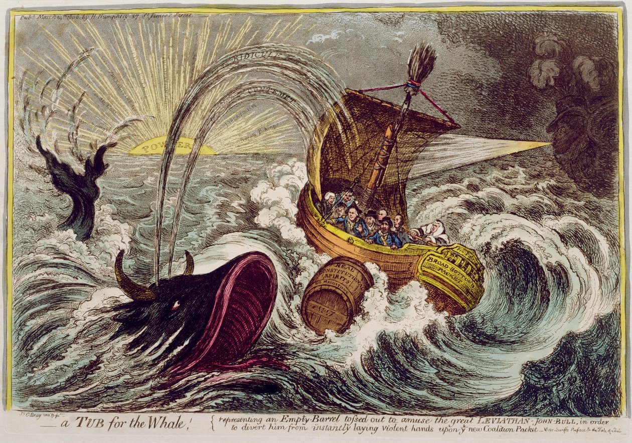 ¡Una tina para la ballena! publicado por Hannah Humphrey en 1806 de James Gillray