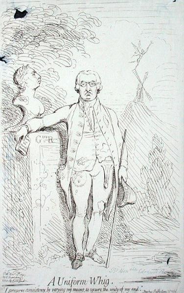 Un Whig Uniforme, publicado por Hannah Humphrey en 1791 de James Gillray