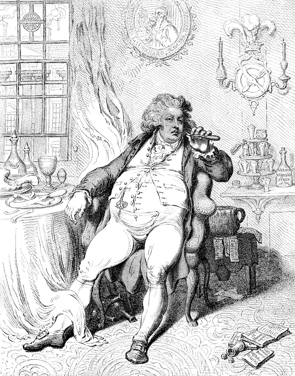 Un voluptuoso bajo los horrores de la digestión, 1792 de James Gillray