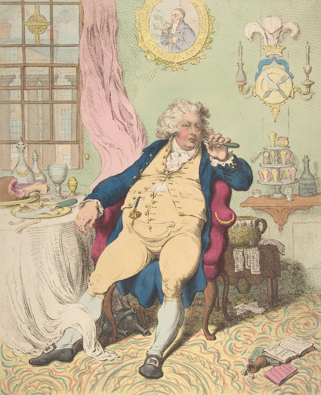Un voluptuario bajo los horrores de la digestión, 2 de julio de 1792 de James Gillray
