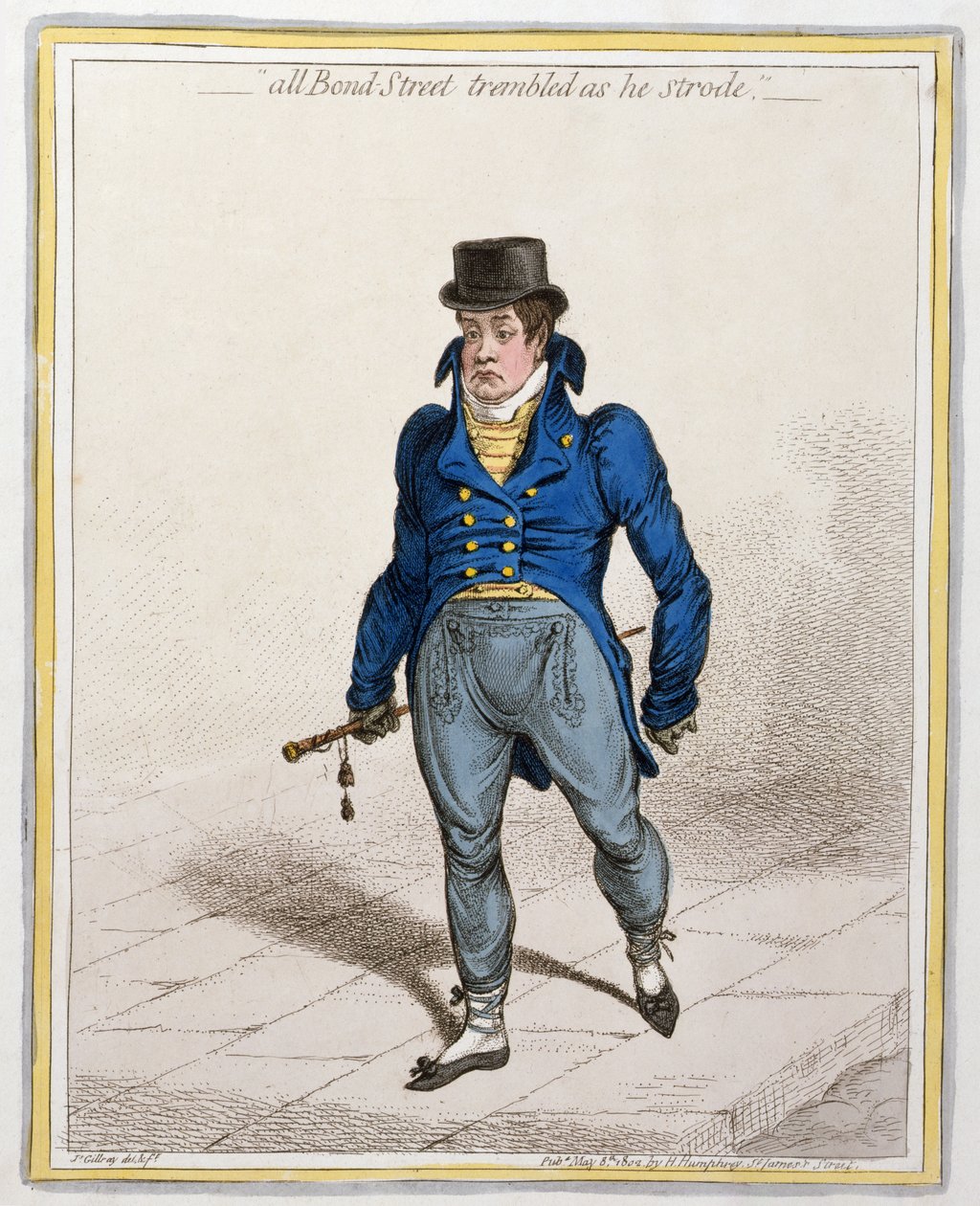 Toda Bond Street tembló mientras caminaba, publicado por Hannah Humphrey, 1802 de James Gillray