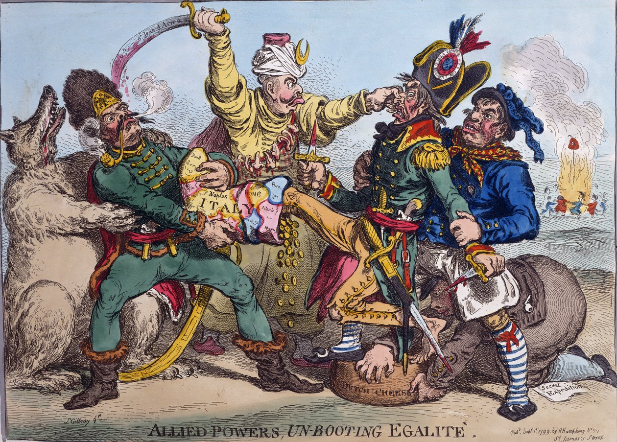 Poderes Aliados Descalzando la Igualdad, publicado por Hannah Humphrey en 1799 de James Gillray