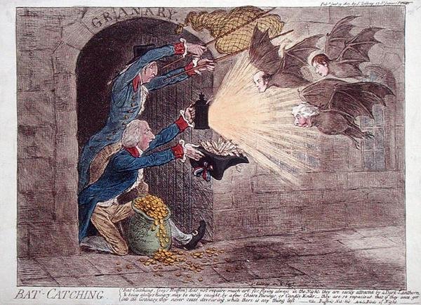 Cazando murciélagos de James Gillray