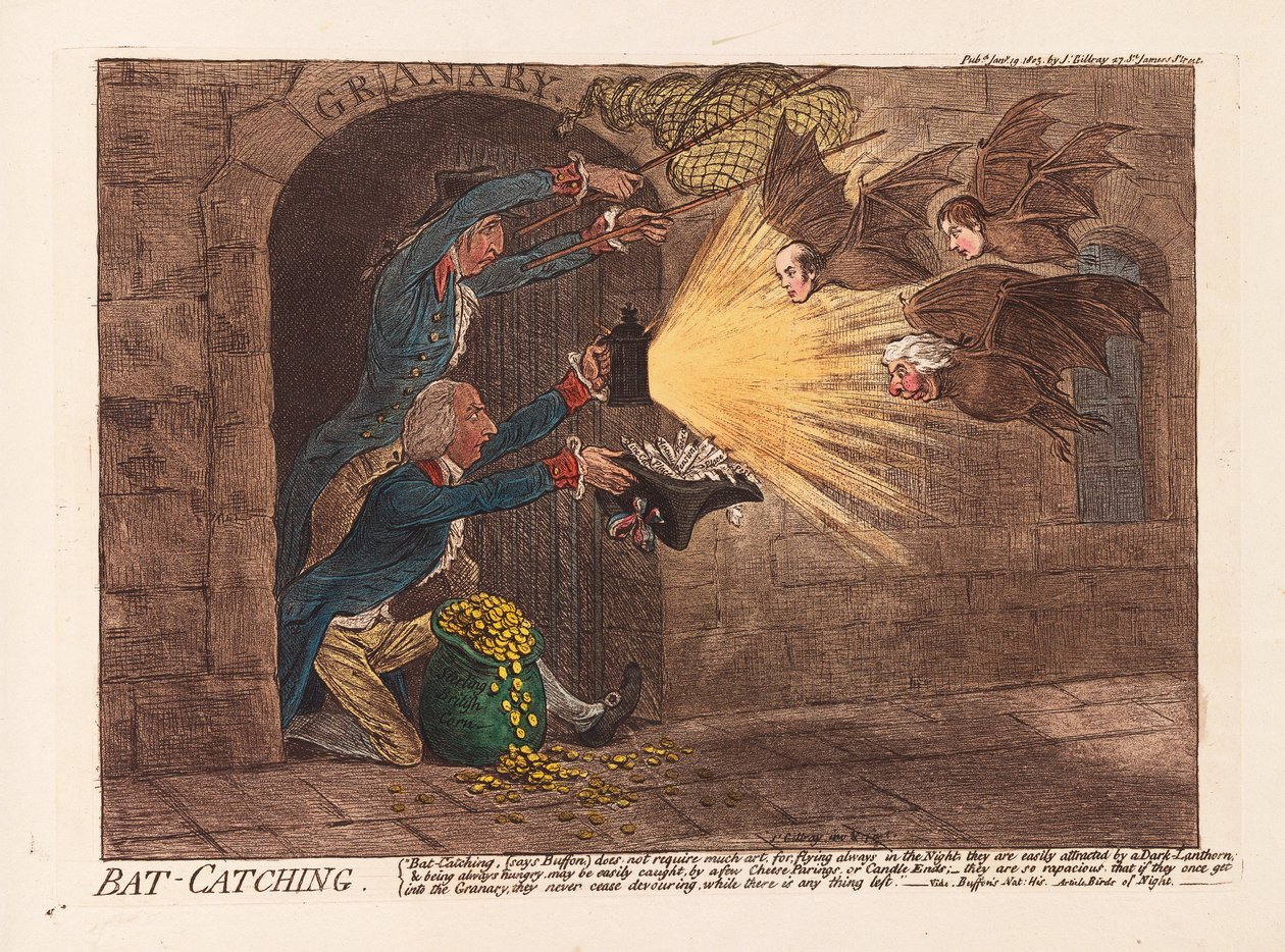 Cazando murciélagos de James Gillray