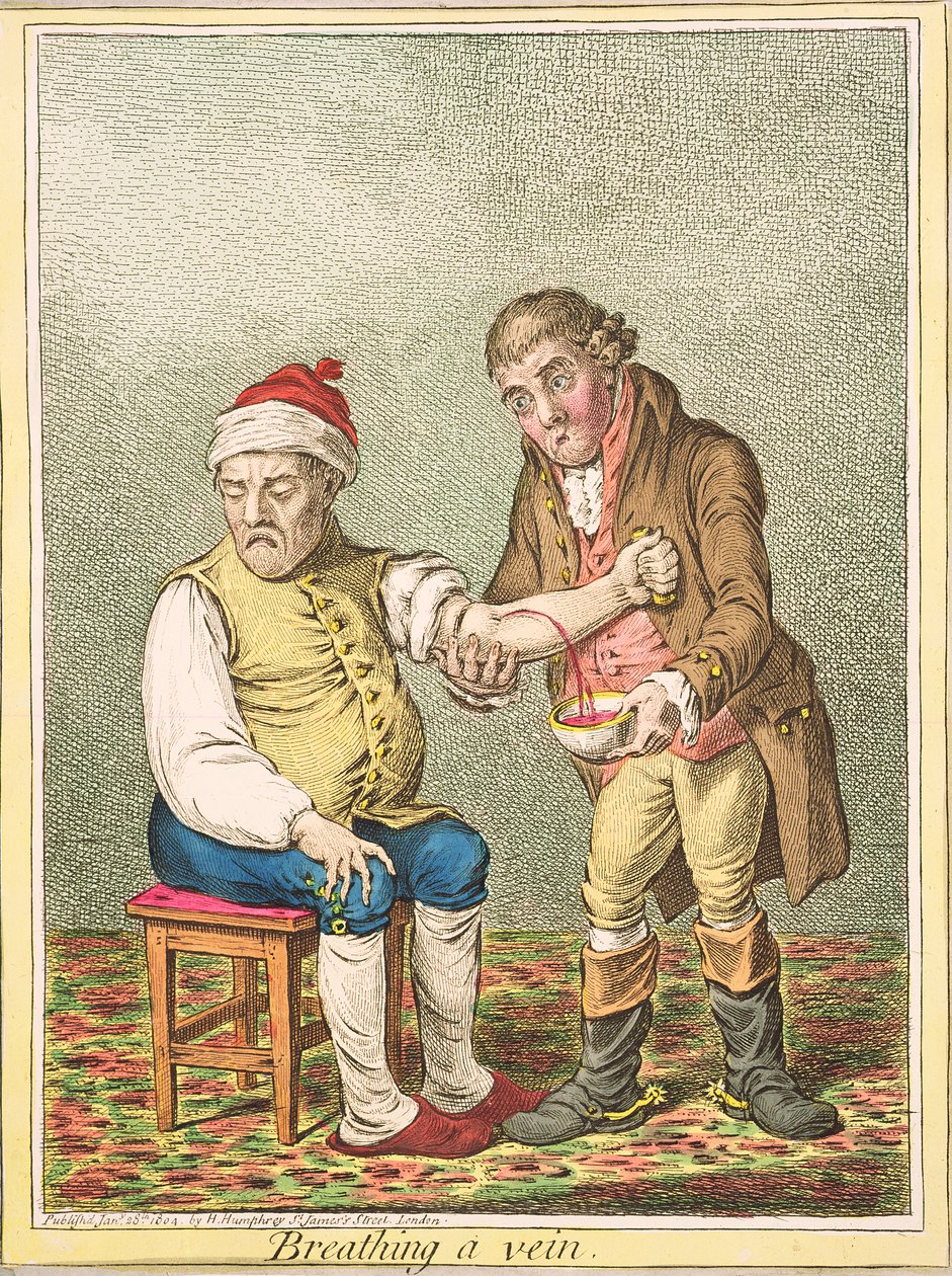 Sangrando una vena, publicado por Hannah Humphrey, 1804 de James Gillray