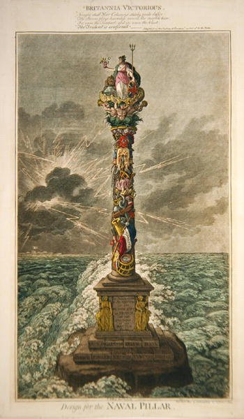 Britannia Victoriosa, Diseño para el Pilar Naval, publicado por Hannah Humphrey de James Gillray