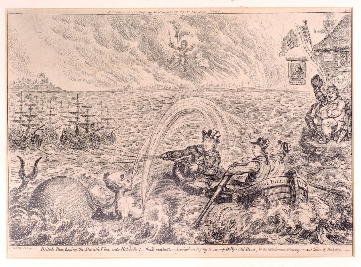 Marineros británicos remolcando la flota danesa al puerto, 1807 de James Gillray