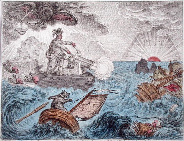 Bruin en su bote, o el gerente en apuros de James Gillray