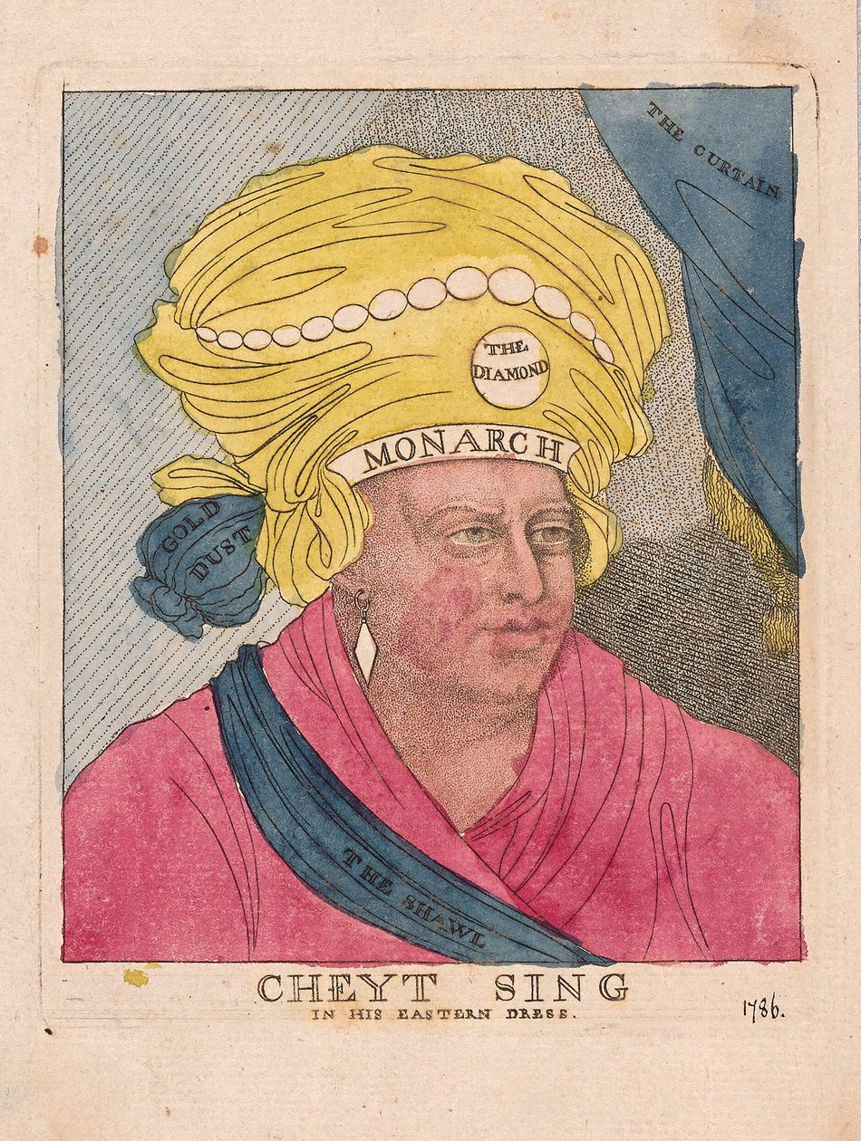 Cheyt Sing con su vestido oriental de James Gillray