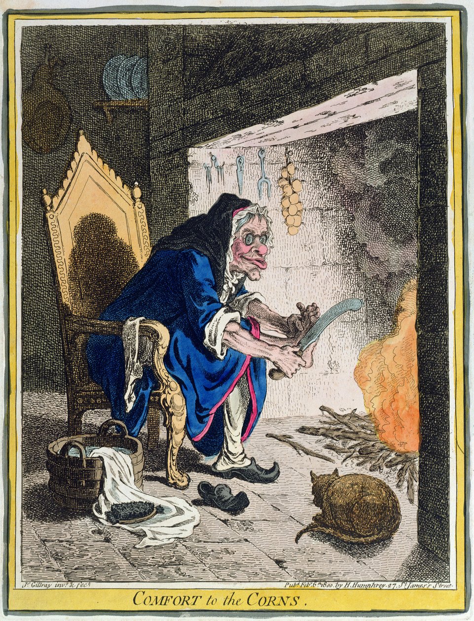Consuelo para los callos, publicado por Hannah Humphrey en 1800 de James Gillray