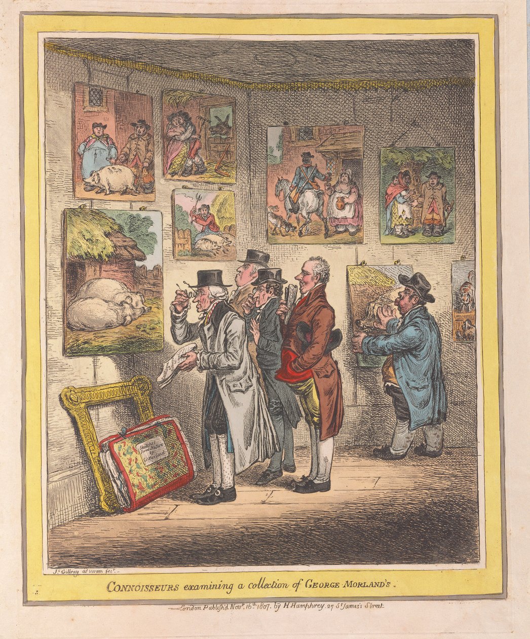 Conocedores examinando una colección de George Morlands, pub. 1807 de James Gillray