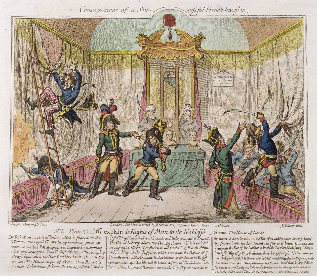 Consecuencias de una invasión francesa exitosa, o Explicamos los derechos del hombre a la nobleza de James Gillray