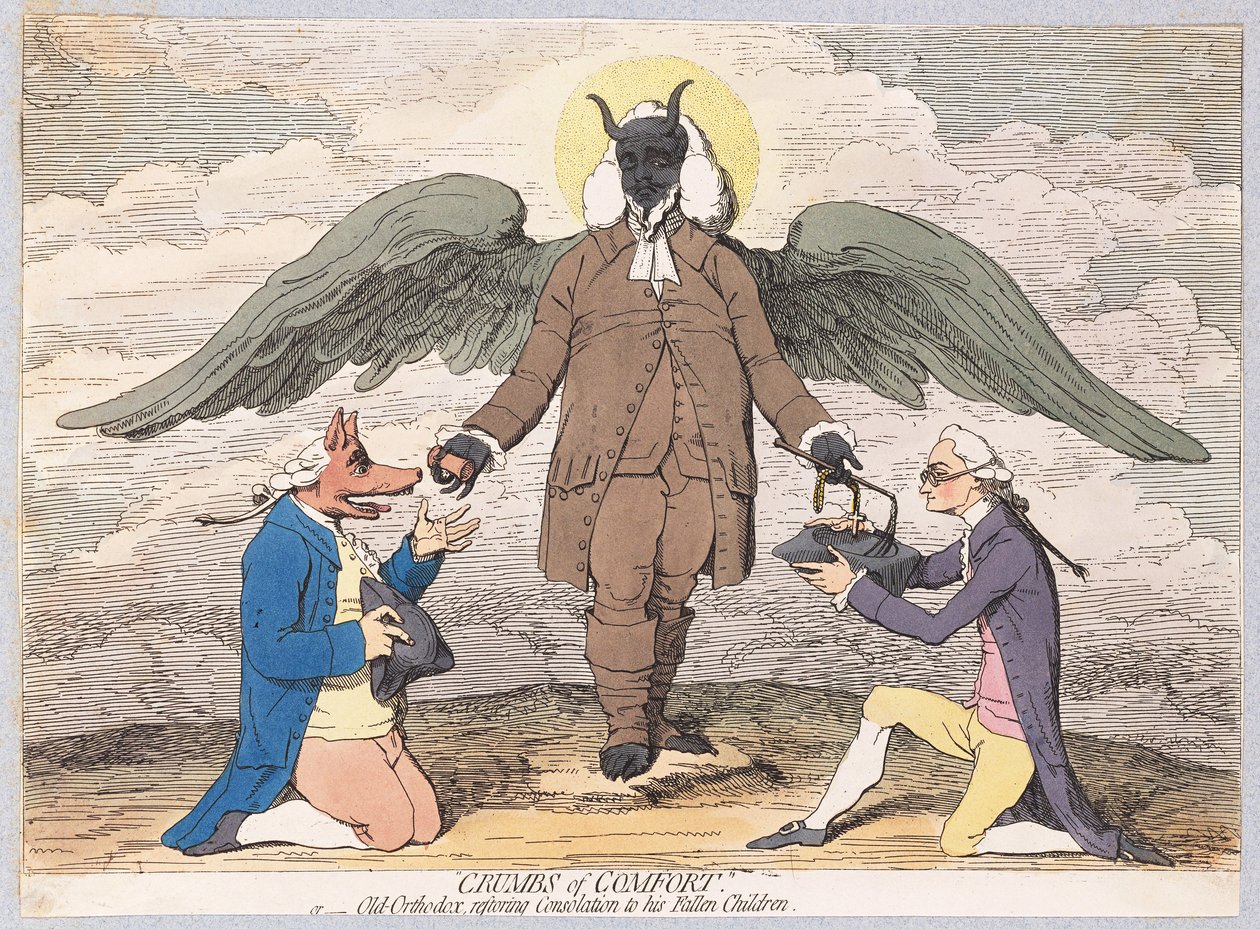 Migas de Consuelo, o el Viejo Ortodoxo Restaurando Consolación a sus Hijos Caídos de James Gillray