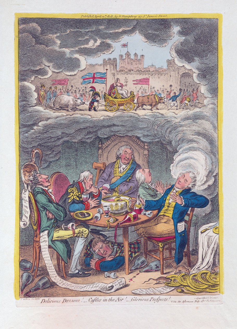 Sueños deliciosos: ¡Castillos en el aire! - ¡Perspectivas gloriosas! de James Gillray