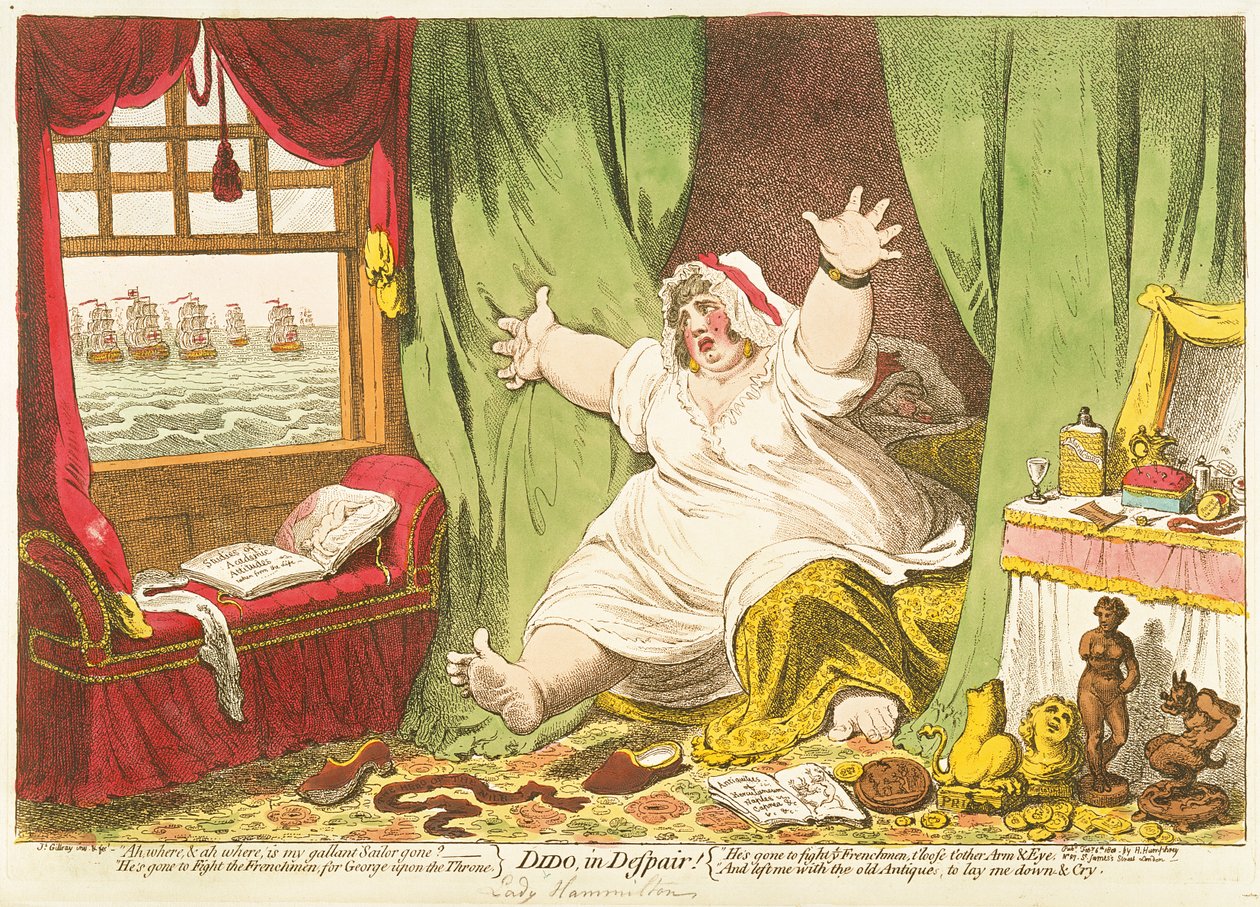 Dido en desesperación, publicado por Hannah Humphrey, 1801 de James Gillray