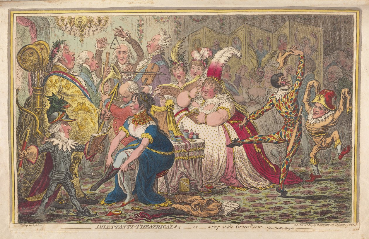 Teatrales Dilettanti o una Mirada al Camerino, vide. Pic-Nic-Orgías de James Gillray