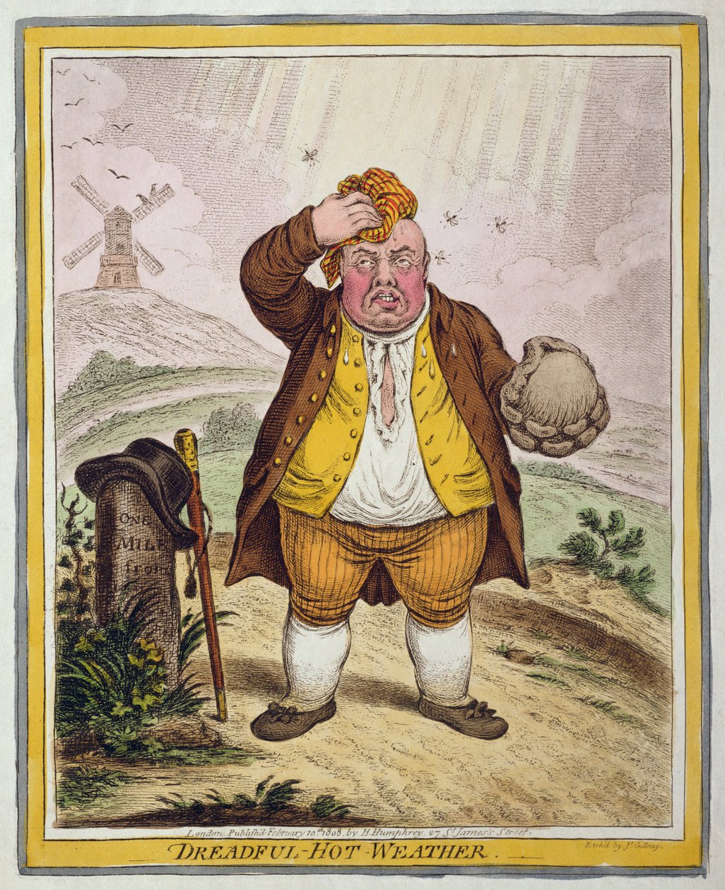 Clima terriblemente caluroso, publicado por Hannah Humphrey en 1808 de James Gillray