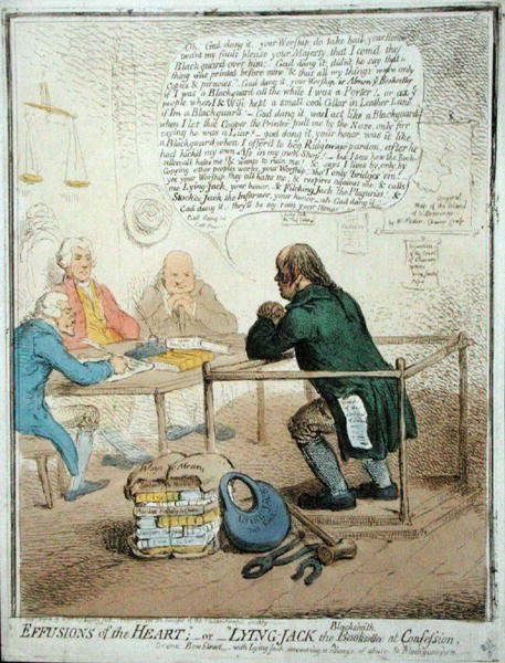 Efusiones del corazón, o Jack el herrero mentiroso en confesión de James Gillray