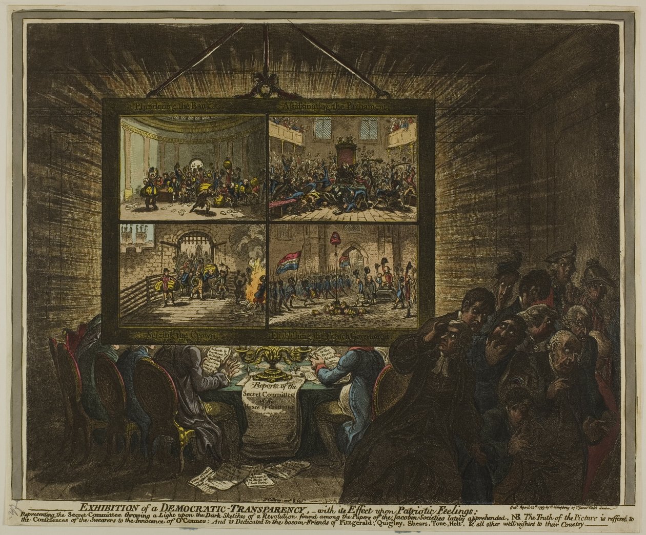 Exhibición de una Transparencia Democrática, con su Efecto en los Sentimientos Patrióticos de James Gillray