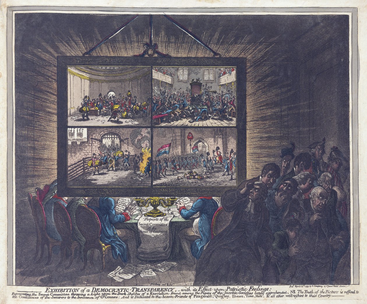 Exhibición de una Transparencia Democrática, con su Efecto sobre los Sentimientos Patrióticos de James Gillray