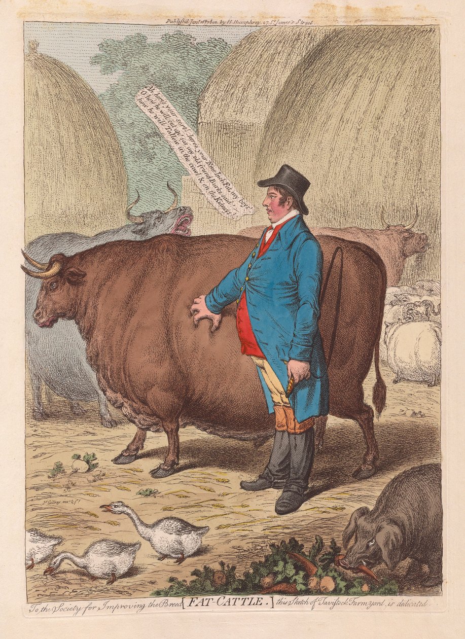 Ganado gordo, pub. 1802 de James Gillray