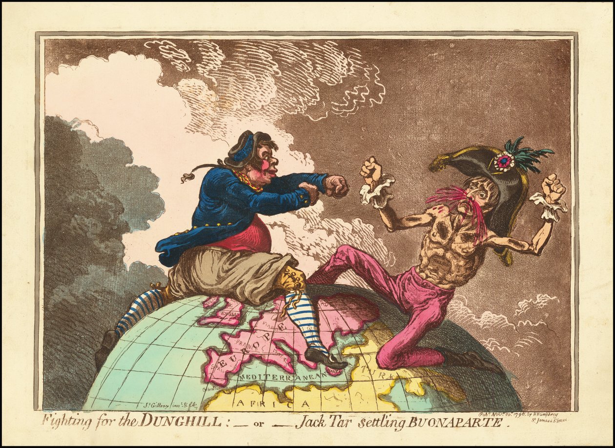 Luchando por el Dunghill - o - Jack Tar asentando a Buonaparte de James Gillray