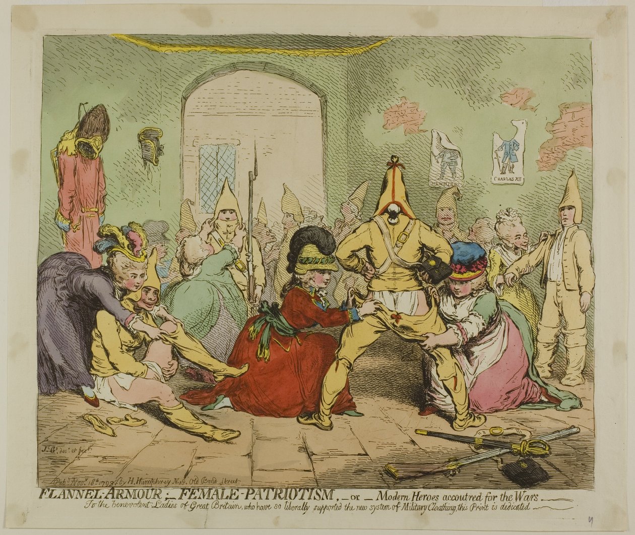 Armadura de franela; Patriotismo femenino de James Gillray