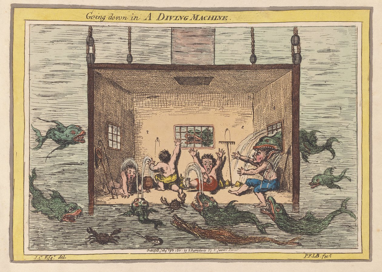 Bajando en una máquina de buceo de James Gillray