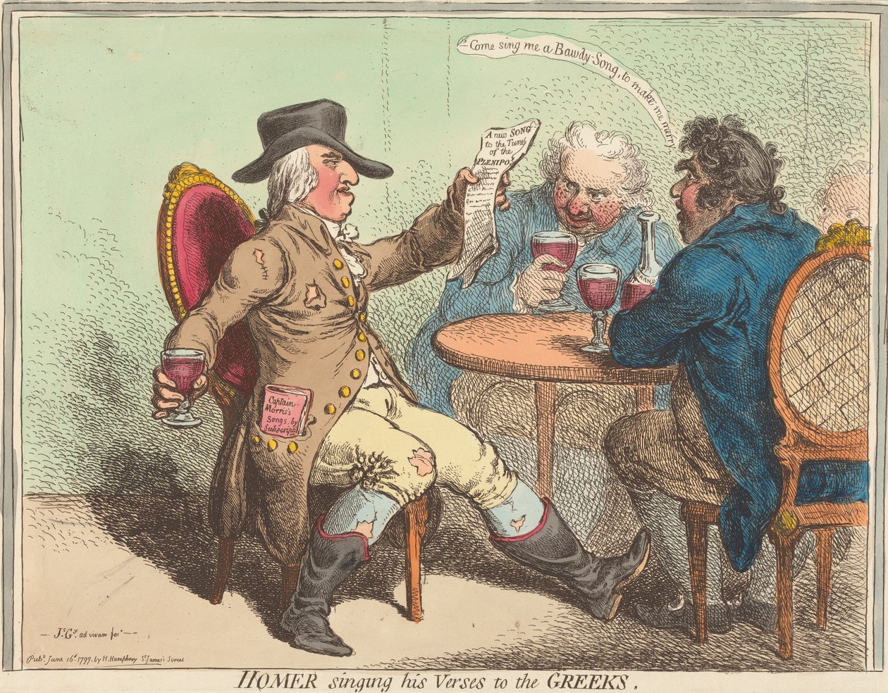 Homer singt seine Verse den Griechen de James Gillray