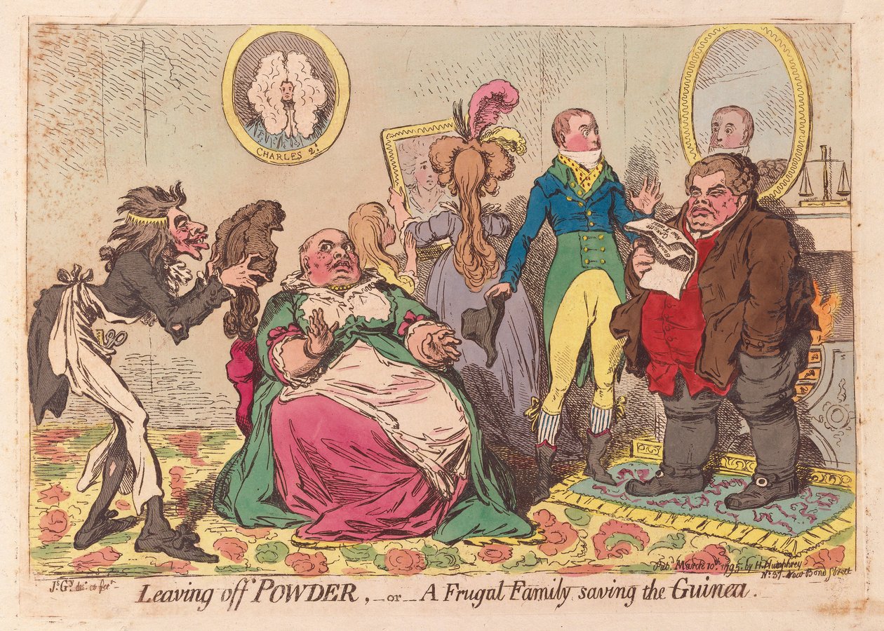 Dejando de usar polvo, o una familia frugal ahorrando la guinea de James Gillray