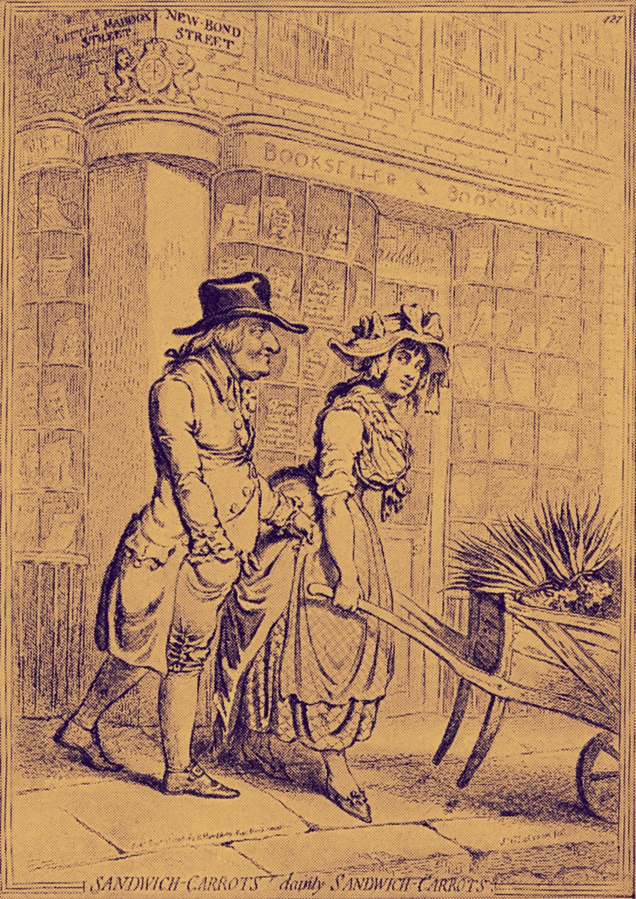 Lord Sandwich prestando atención a una vendedora de flores de James Gillray