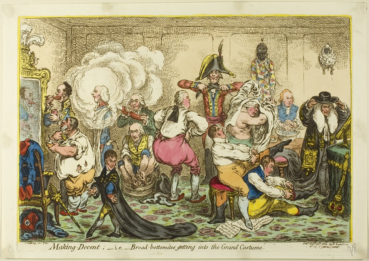 Hacer decente; es decir, Broad-Bottomites Entrar en el Gran Traje de James Gillray