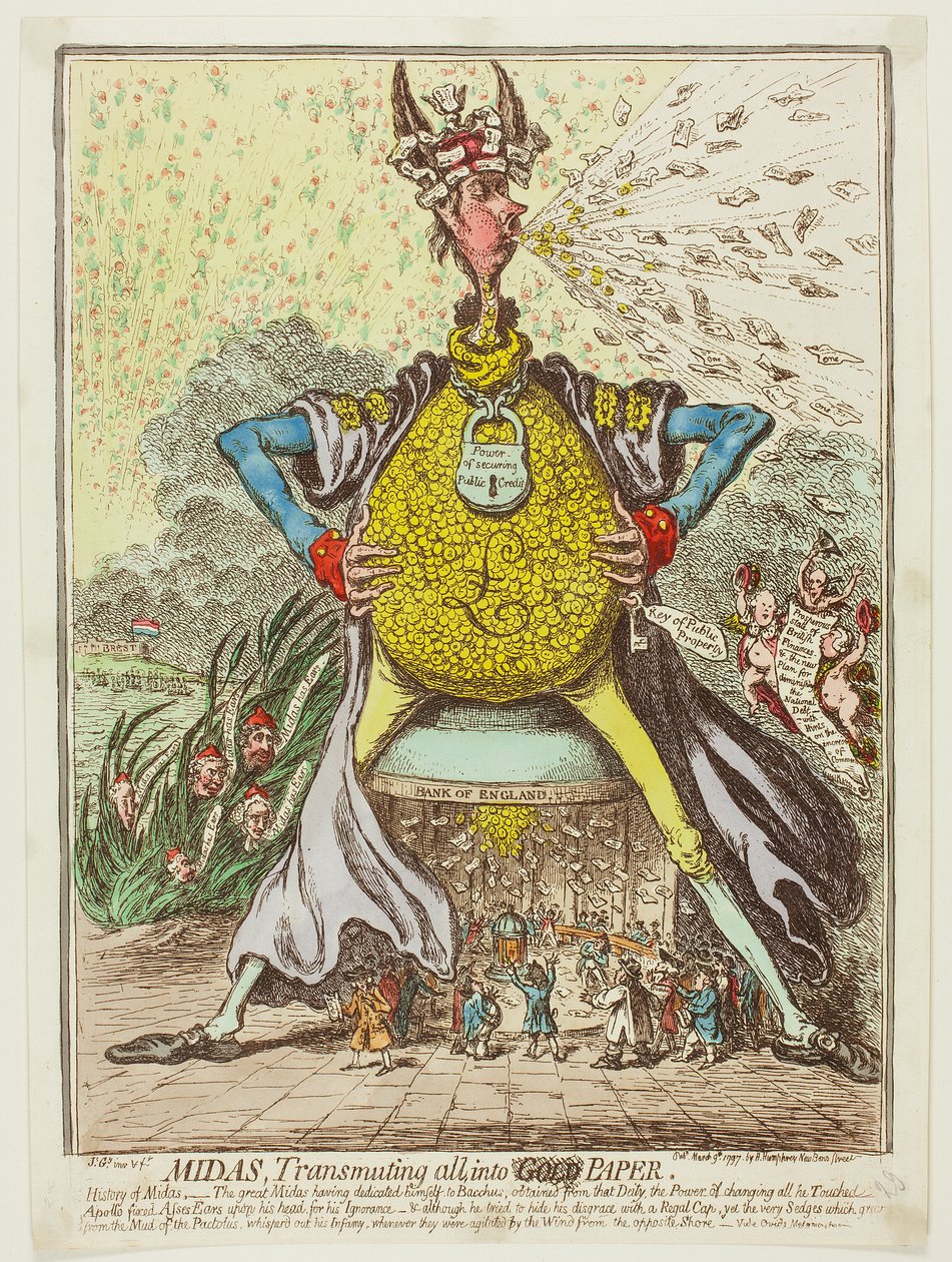 Midas, Transmutando Todo, En Papel de James Gillray