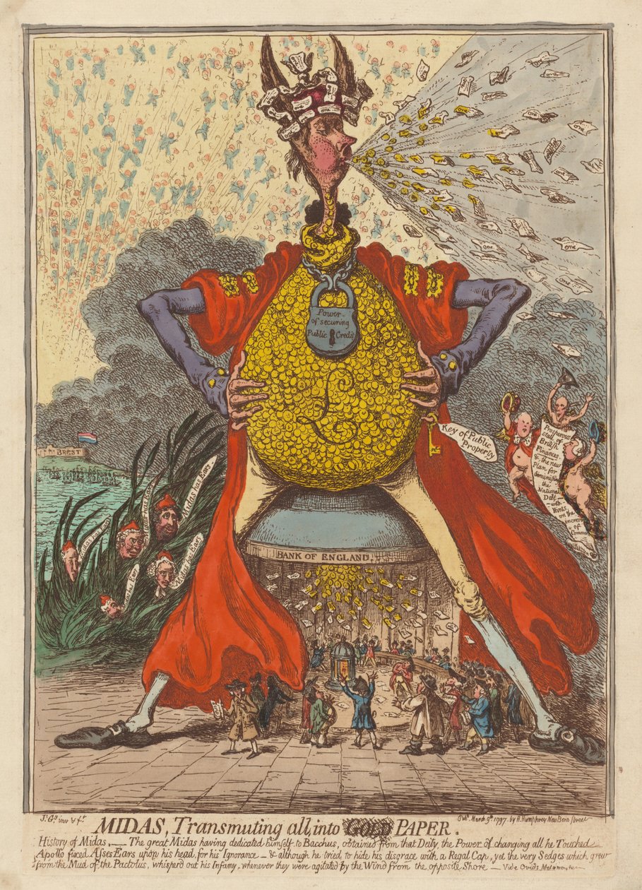 Midas, Transmutando Todo en Papel de James Gillray
