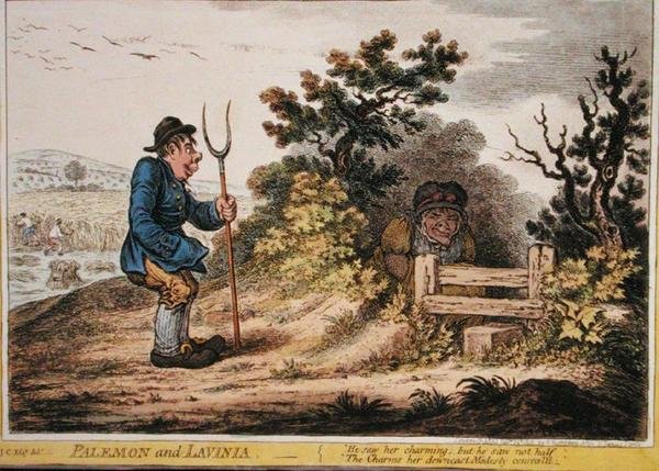 Palemon y Lavinia, publicado por Hannah Humphrey en 1805 de James Gillray