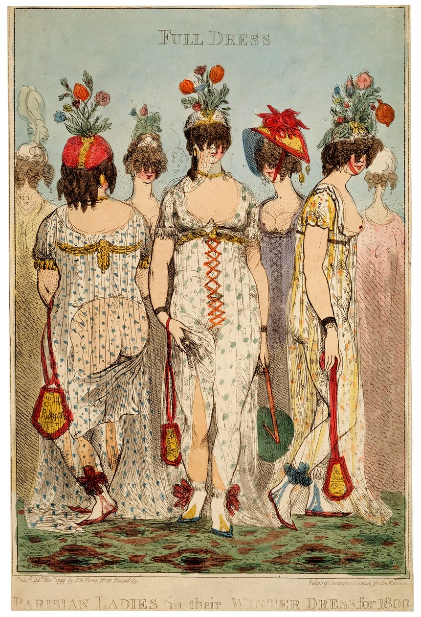 Damas parisinas con su vestido de invierno completo para 1800, 1799 de James Gillray