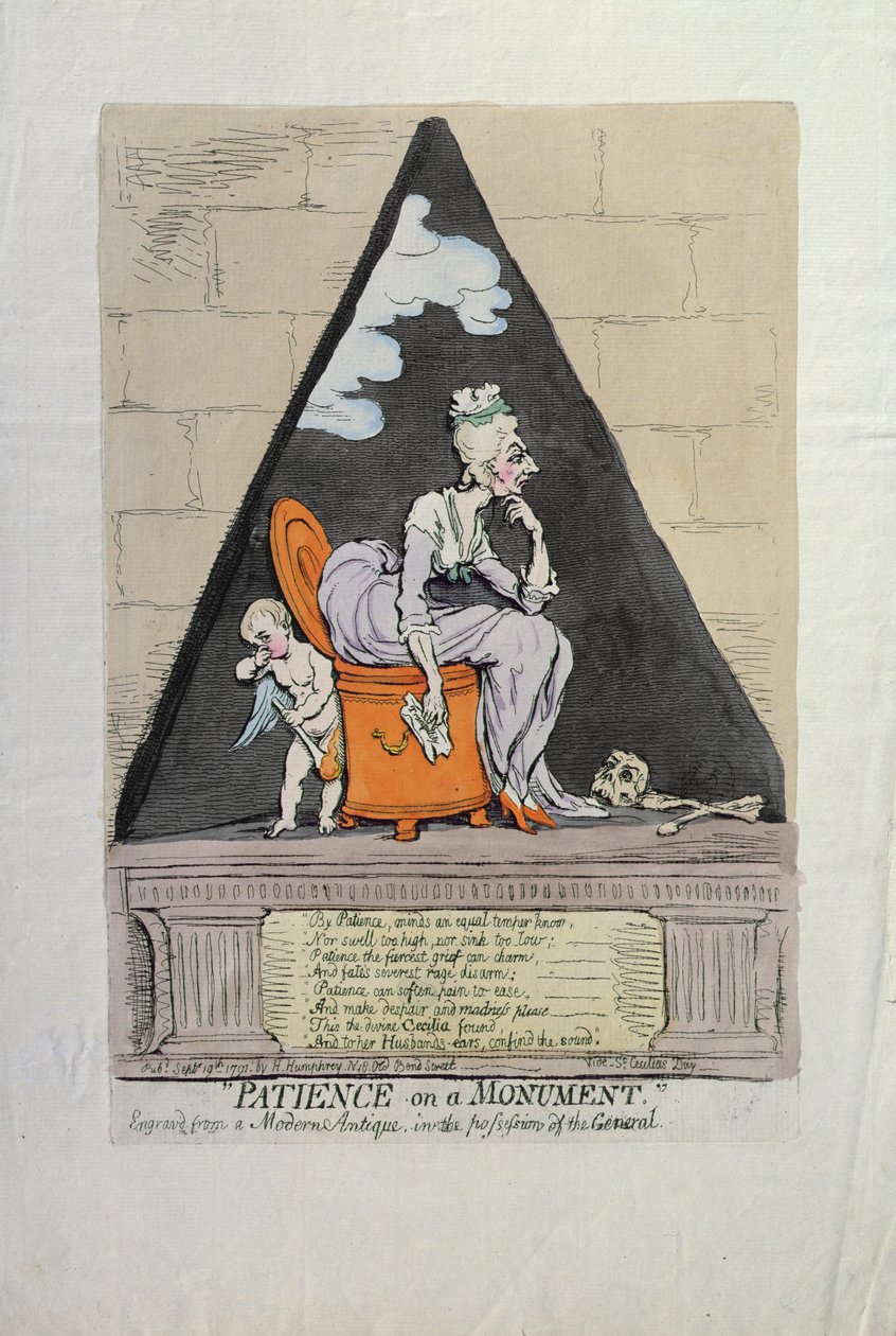 Paciencia en un monumento, publicado por Hannah Humphrey en 1791 de James Gillray