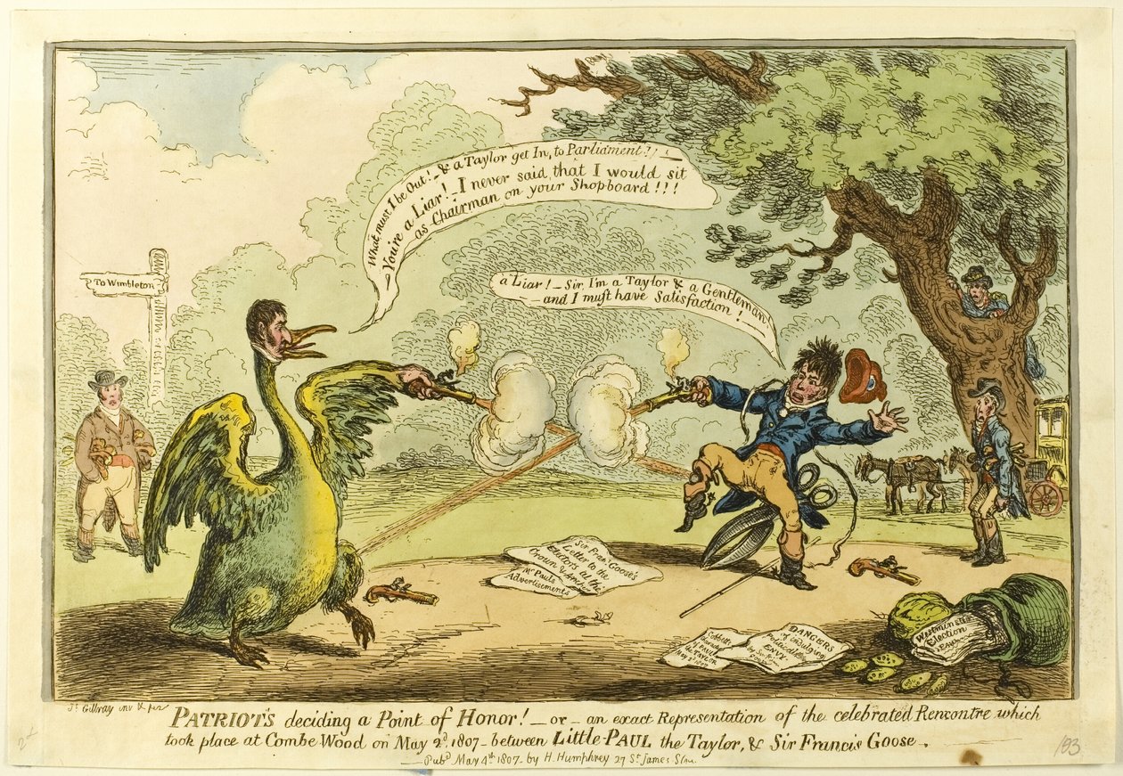 Patriotas - ¡Punto de honor decisivo! de James Gillray