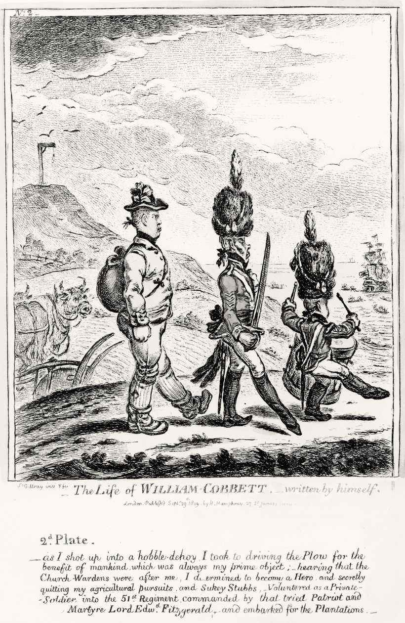 Placa 2, de La Vida de William Cobbett, escrita por él mismo, pub. por H. Humphrey, 1809 de James Gillray