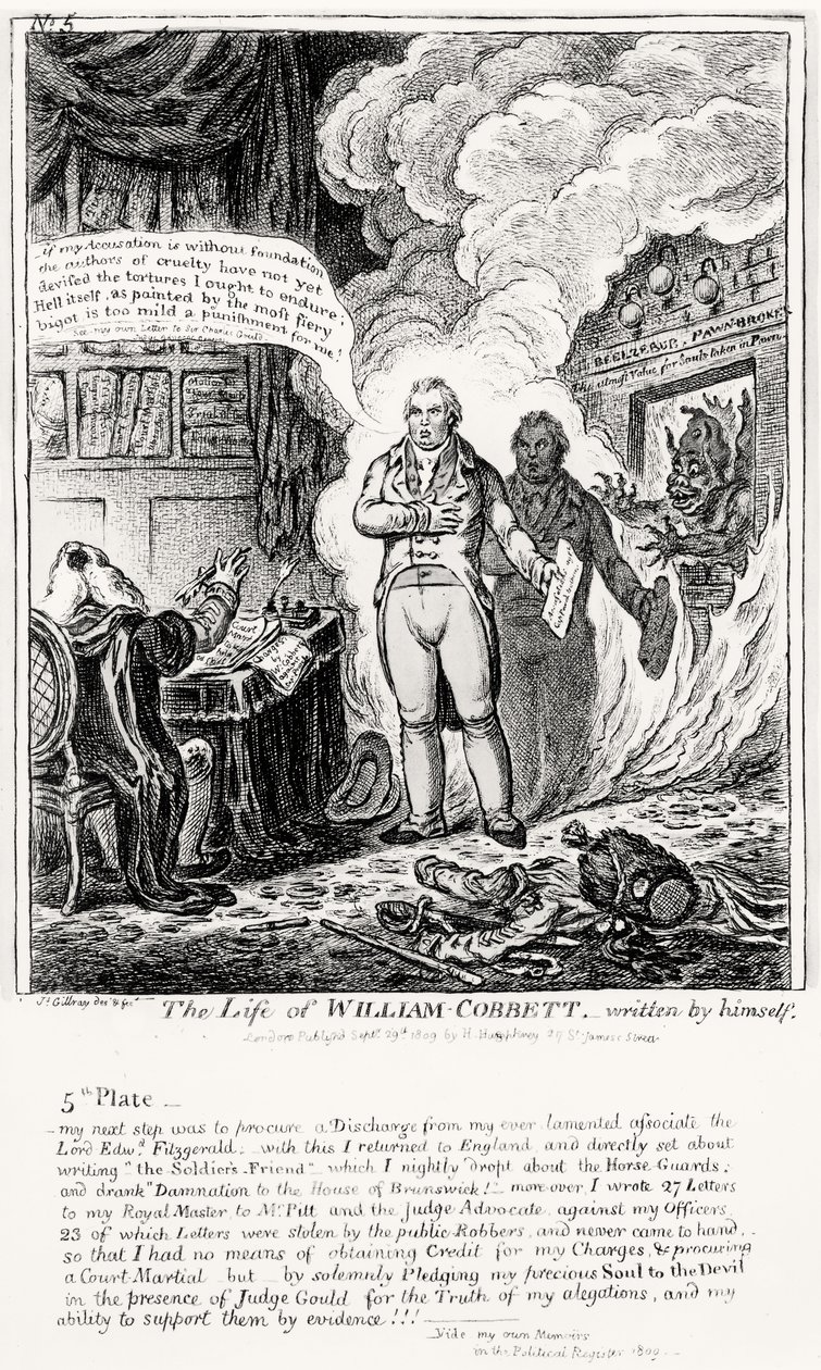 Placa 5, de La Vida de William Cobbett, escrita por él mismo, pub. por H. Humphrey, 1809 de James Gillray