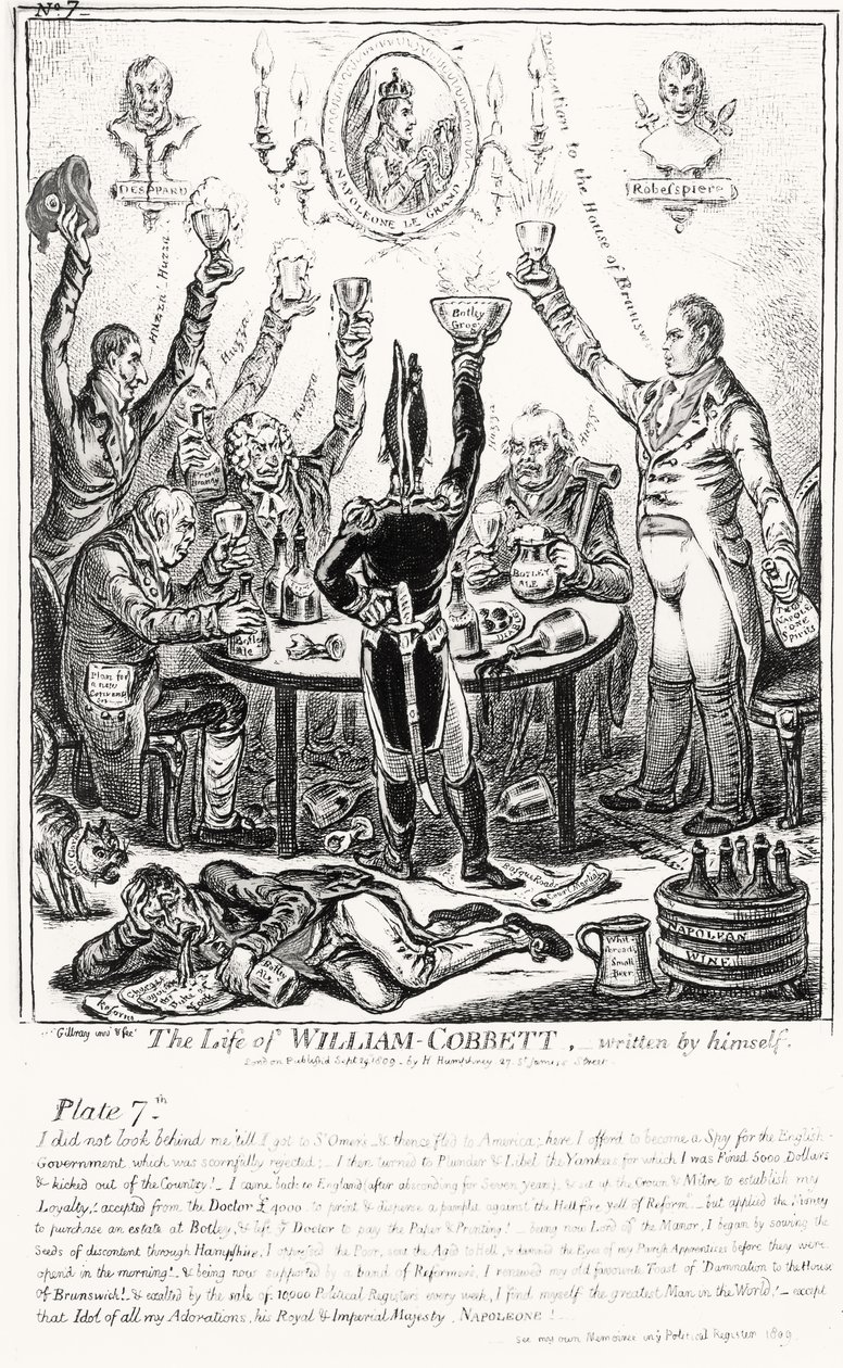 Placa 7, de La Vida de William Cobbett, escrita por él mismo, pub. por H. Humphrey, 1809 de James Gillray