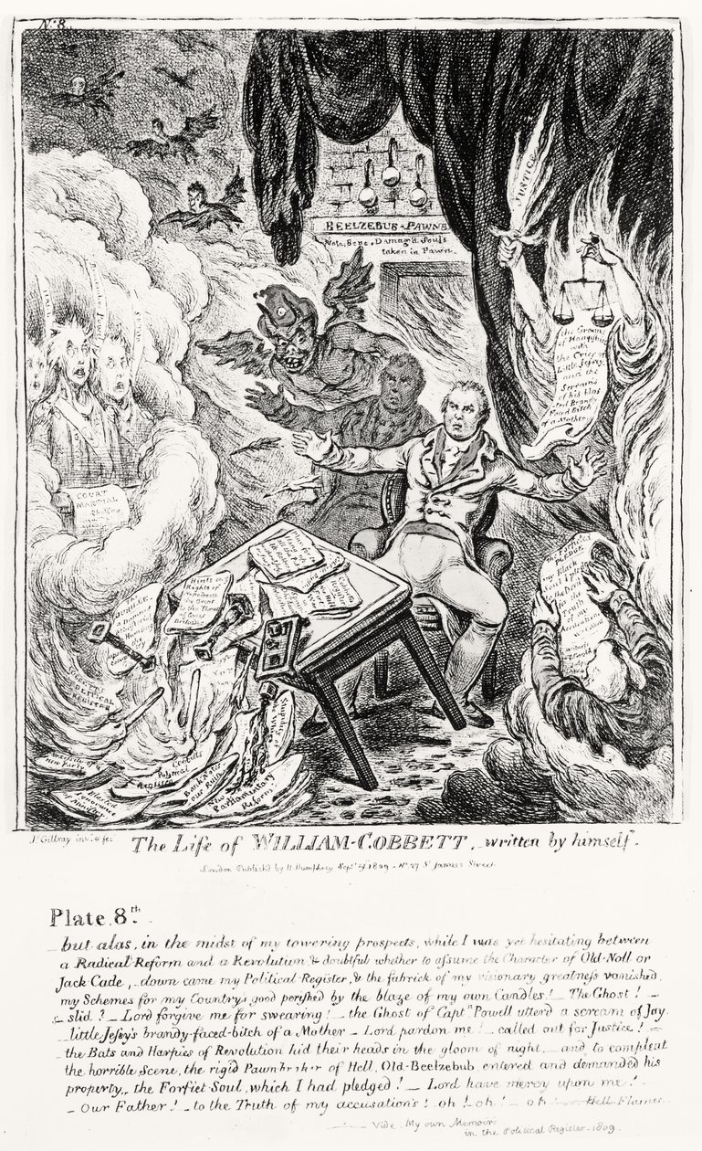 Placa 8, de La Vida de William Cobbett, escrita por él mismo, pub. por H. Humphrey, 1809 de James Gillray