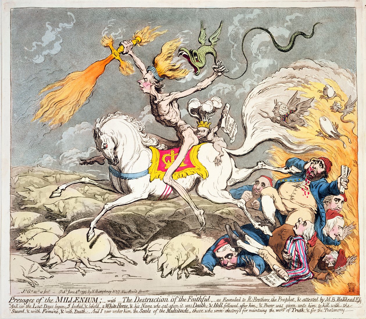 Presagios del Milenio, publicado por Hannah Humphrey en 1795 de James Gillray