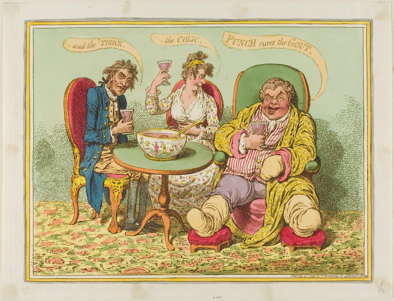 El ponche cura la gota, el cólico y el mareo de James Gillray