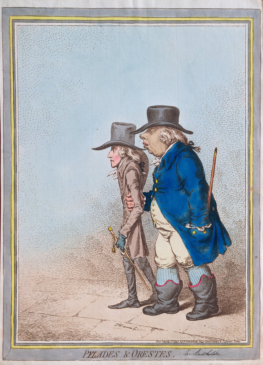 Pílades y Orestes, publicado por Hannah Humphrey, 1797 de James Gillray