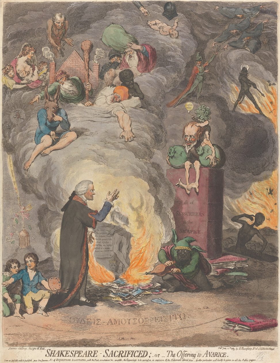 Shakespeare sacrificado; o, La ofrenda a la avaricia de James Gillray