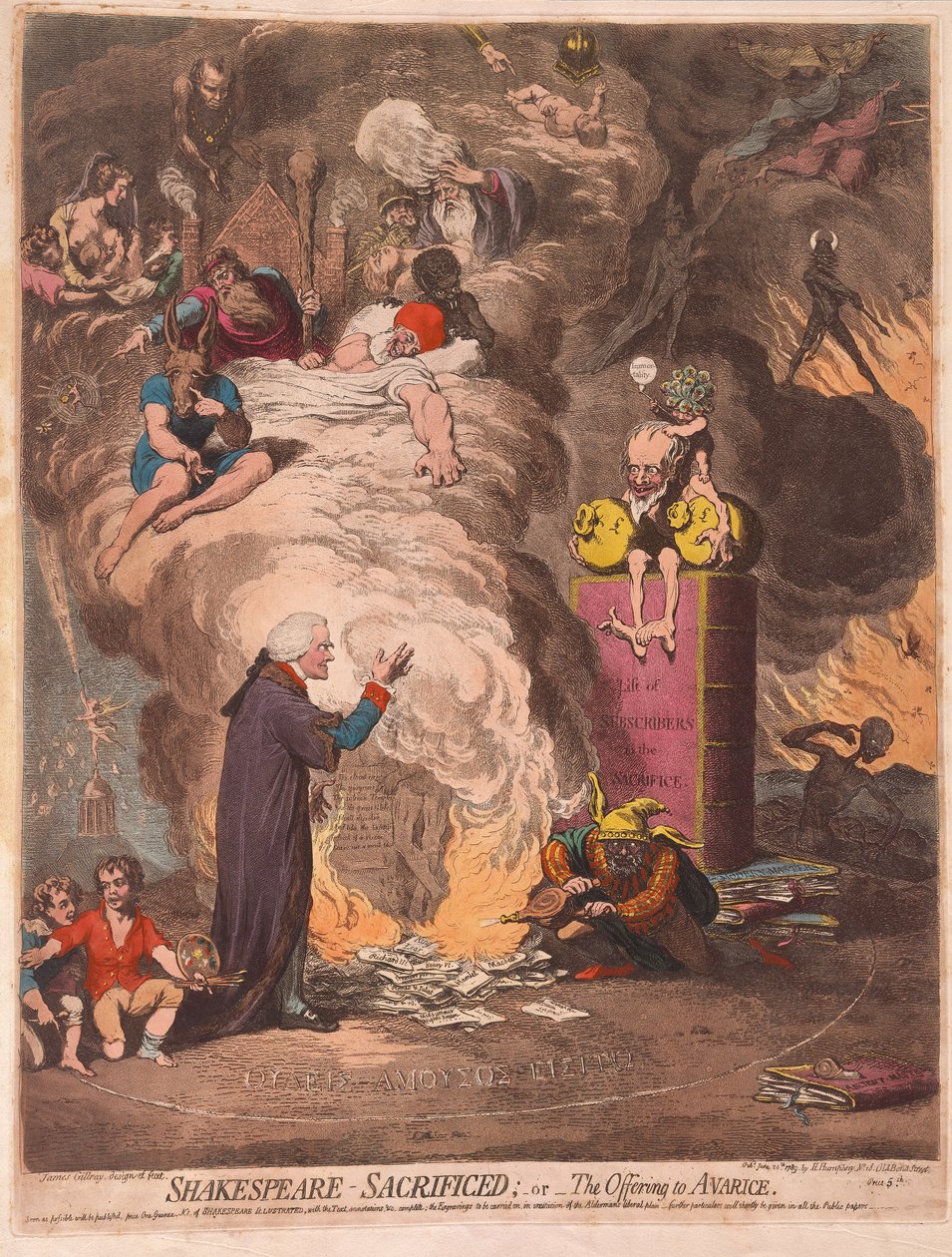 Shakespeare sacrificado o la ofrenda de la avaricia de James Gillray